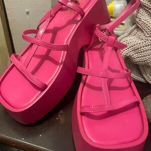 Pink strappy shoes